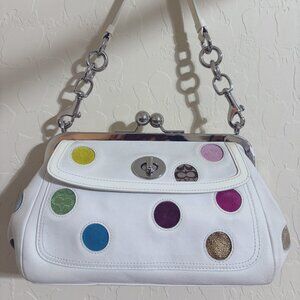 COACH Special Edition Polka Dot Frame Clutch Satchel Bag